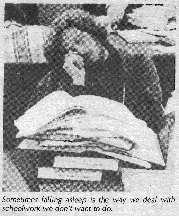 thumbnail of a photo of a student falling asleep at his books with the 
subtitle Sometimes falling asleep is the way we deal with schoolwork we don't want to do